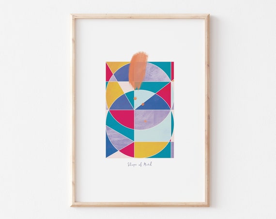 Geometric Wall Art Geometric Art Print Colorful Shape Wall Art Livingroom Wall Decor Modern Art Print Stained Glass Art Print