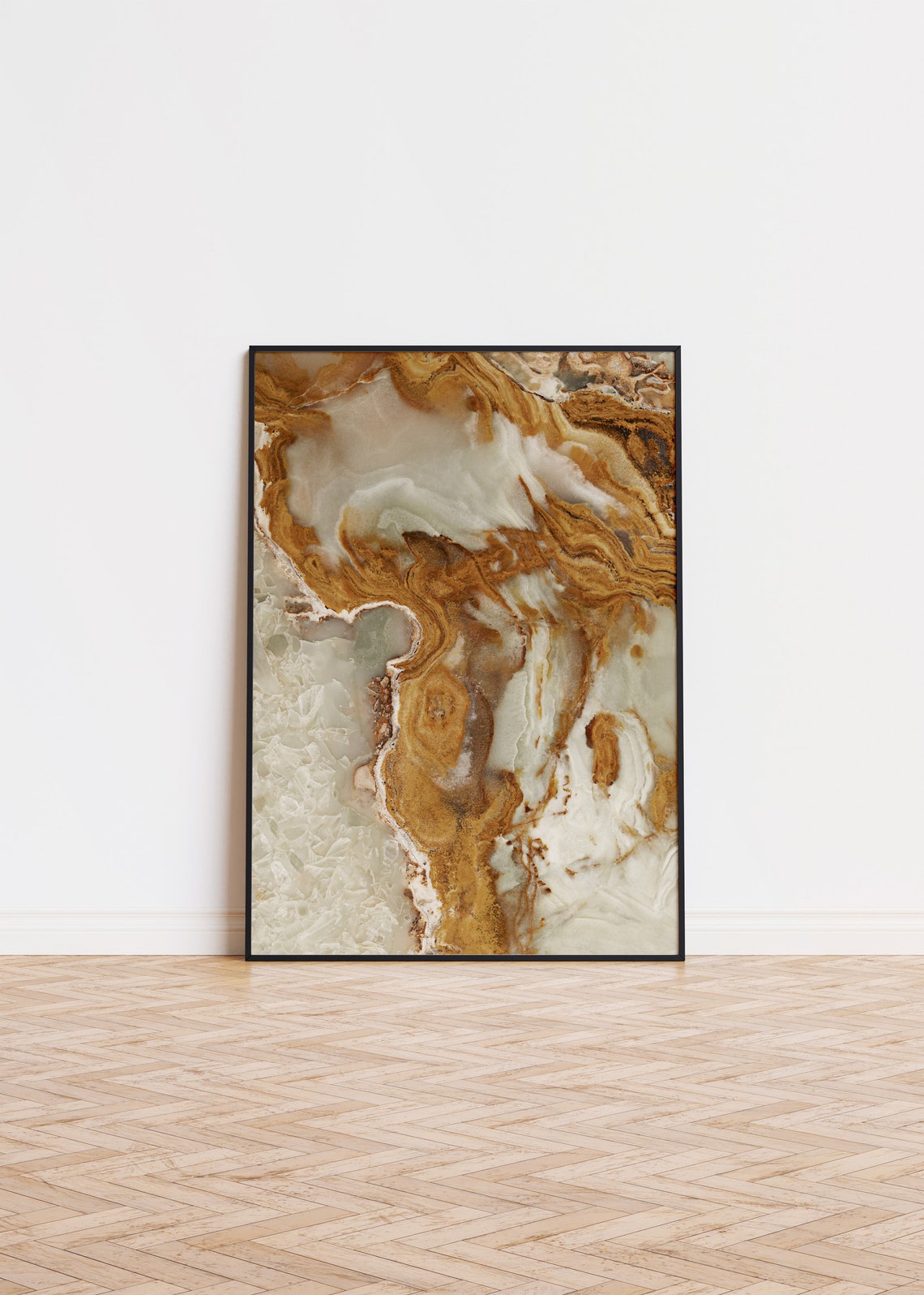 Amber Onyx Marble Swirl Luxurious Natural Stone Texture Art Poster