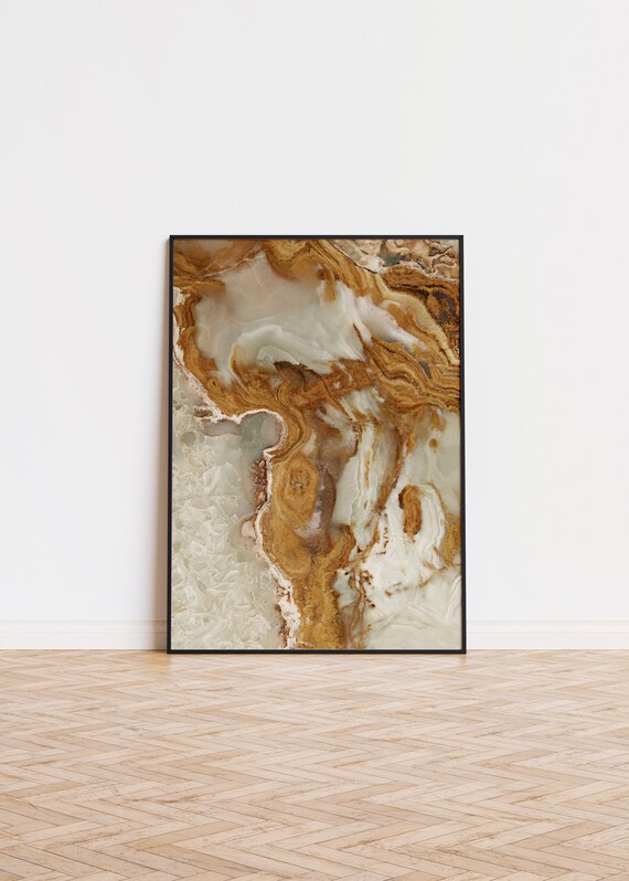 Amber Onyx Marble Swirl Luxurious Natural Stone Texture Art Poster