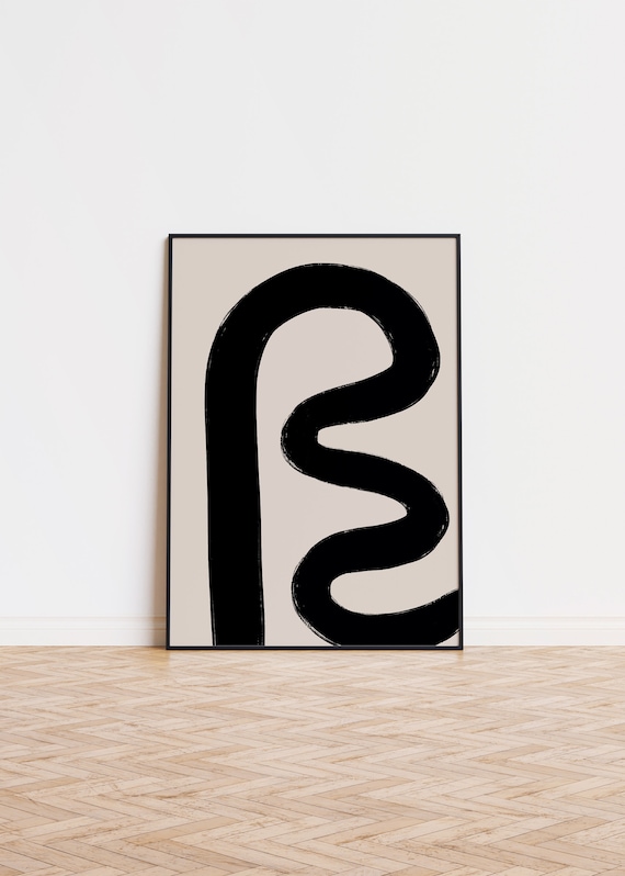 Abstract Black Line Poster Wall Art Printed