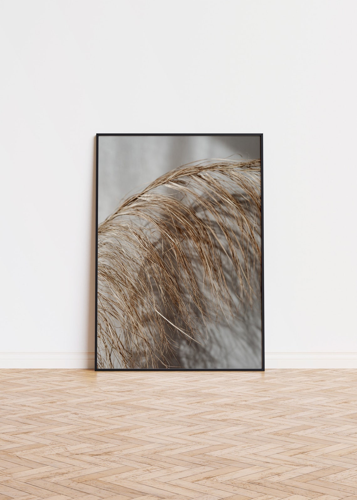 Dried Pampas Grass Beige Tones Botanical Macro Photo Art Poster
