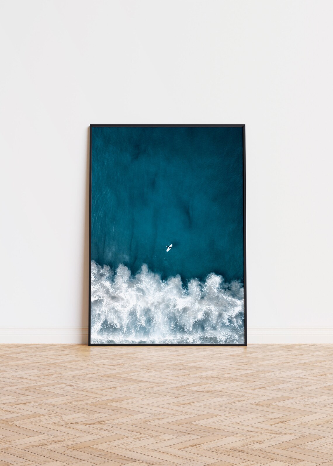 Ocean Waves Poster, Drone View Surfing Art Print