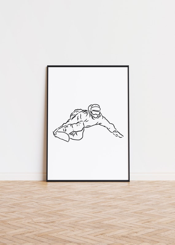 Snowboarding Minimalistic Poster Snowboarder Lines Trendy Wall Art Inspirational Snowboard