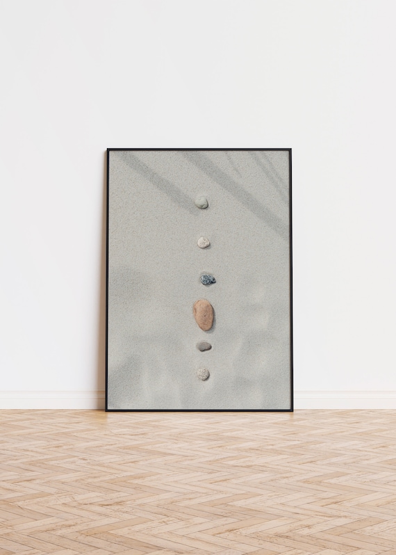 Zen Stones Sand Minimalist Photography Pebbles Calm Neutral Wall Print