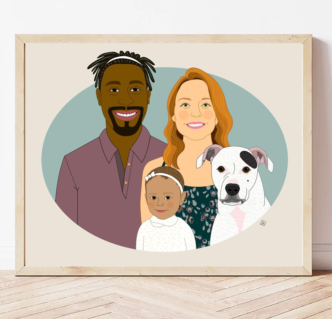 Custom Portrait Gift Certificate Family of Four 8x10 Art Print - Image 2
