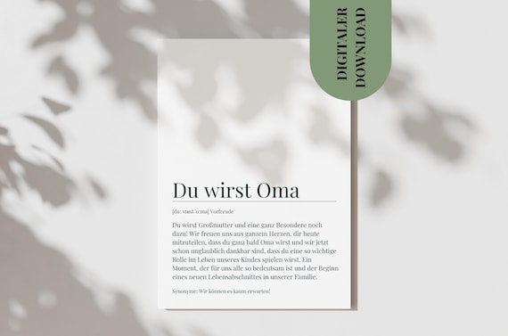 Du Wirst Oma Definition German You Are Going To Be A Grandma Poster