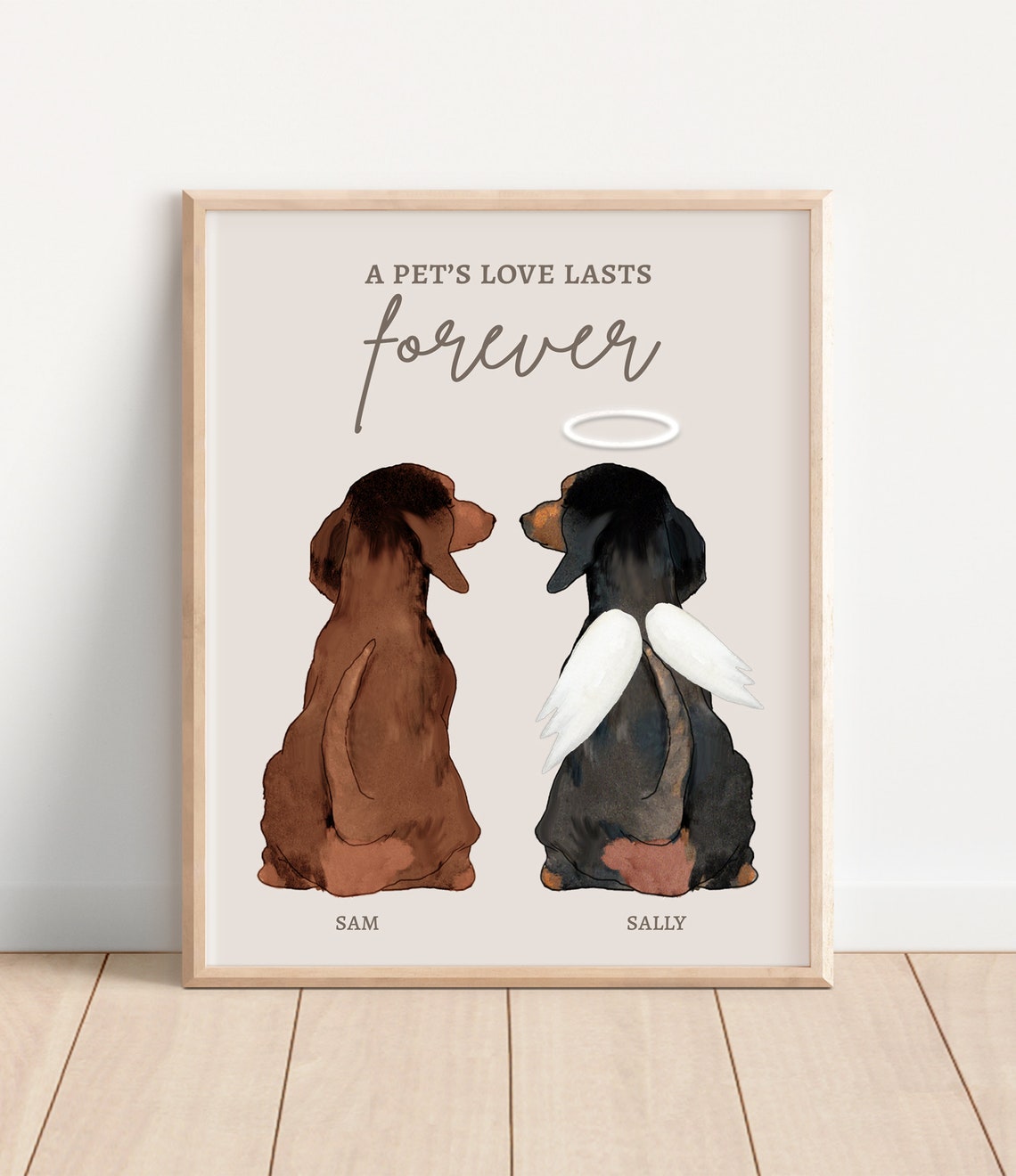 A Pet's Love Lasts Forever Two Dachshunds Memorial Portrait Print