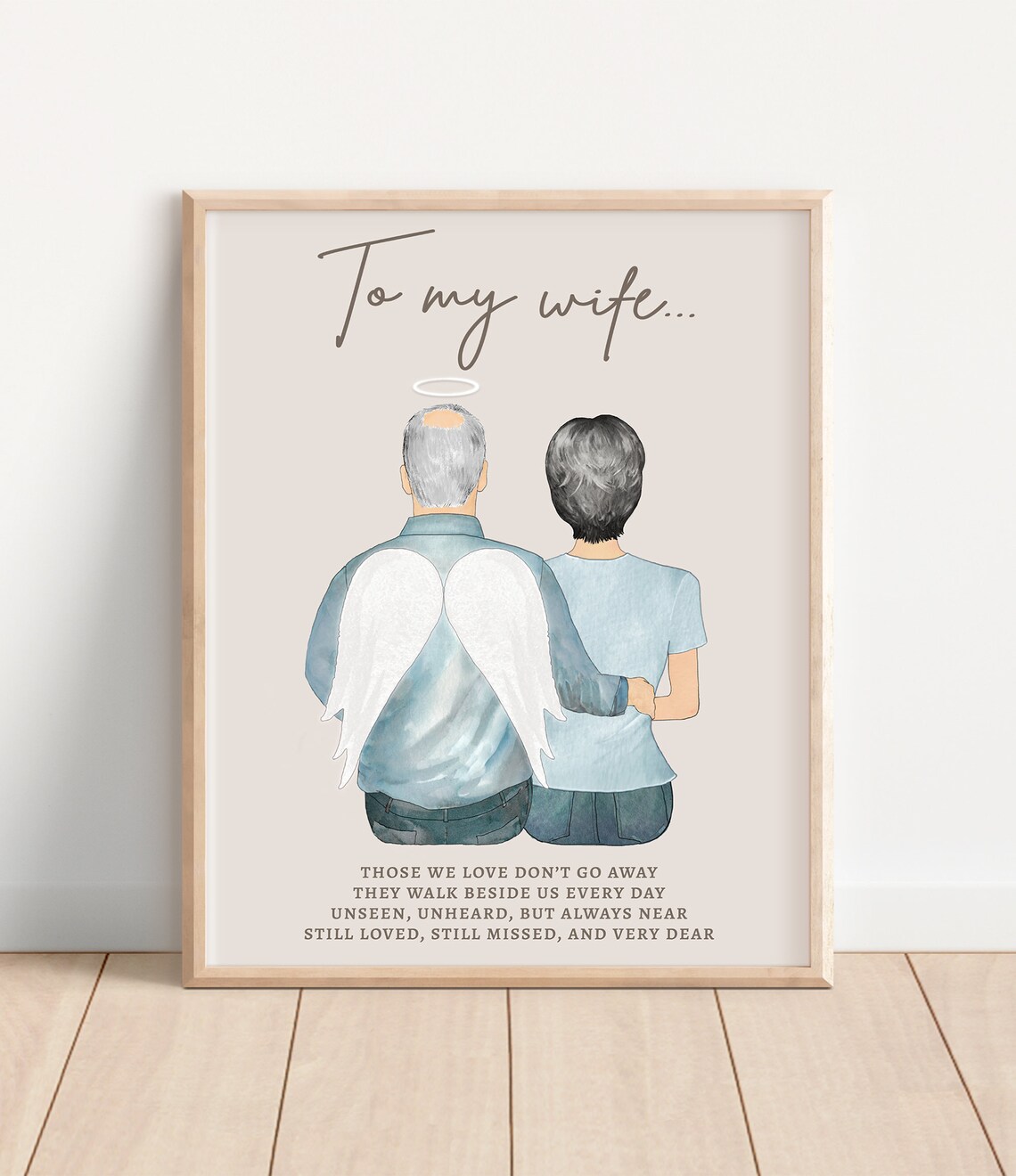 Personalized 'To My Wife' Angel Husband Memorial Sympathy Quote Poster