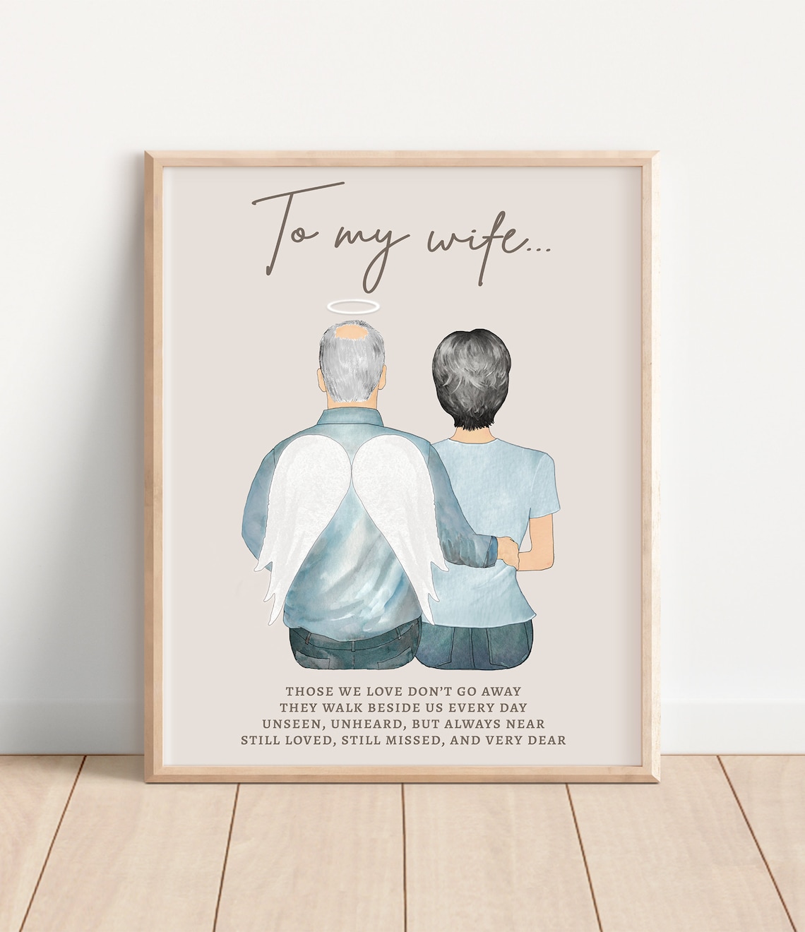To My Wife Angel Husband Memorial Widow Sympathy Portrait Poster