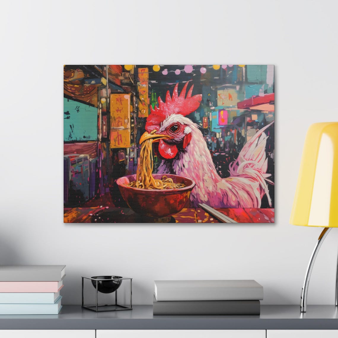 Maximalist Eclectic Ramen Chicken Print Bold Altered Animal Portrait Fantasy Fun Colorful Renaissance Rustic Art - Image 2