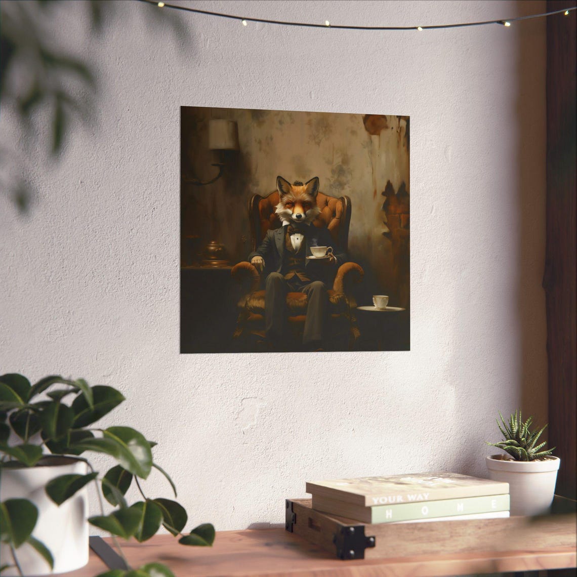 Dapper Fox Gentleman Victorian Tea Party Oil Painting Poster - Image 4