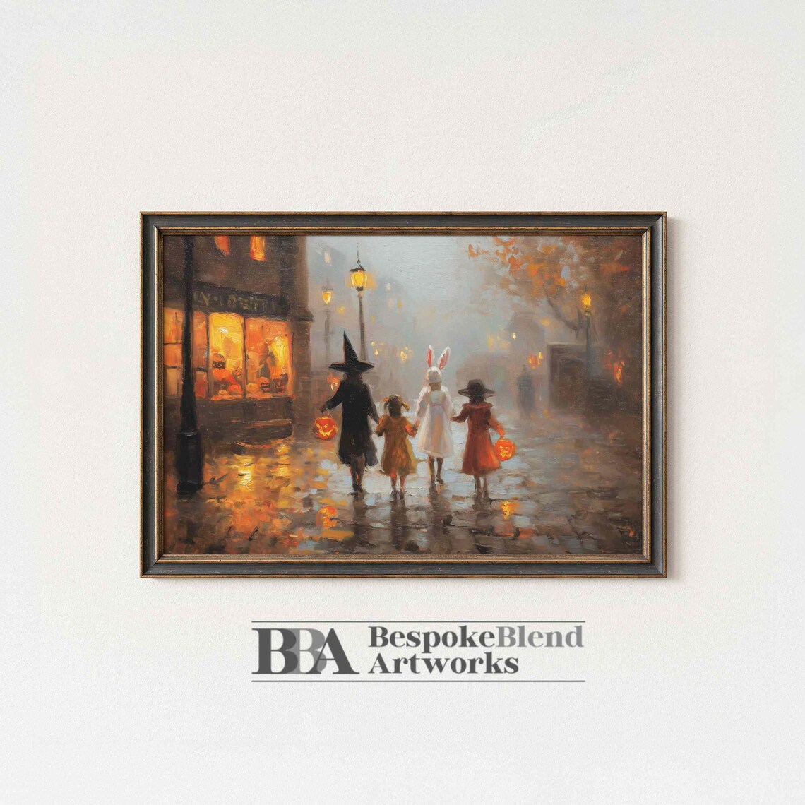 Halloween Streets Vintage Trick-or-Treat Art Print