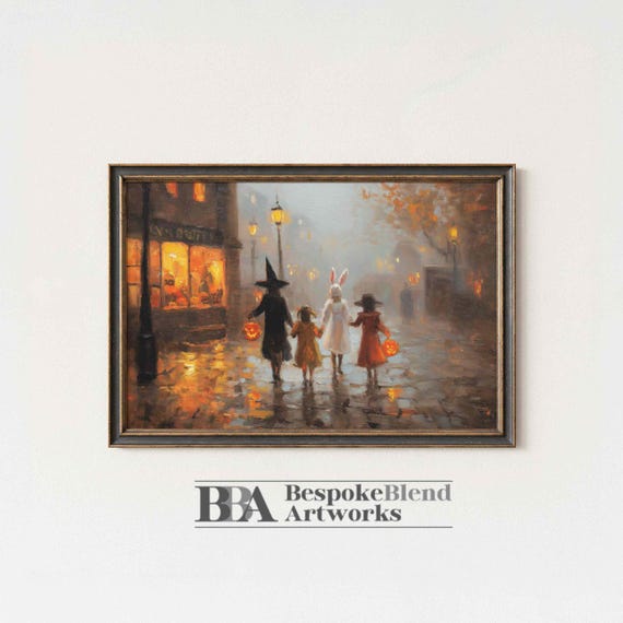 Halloween Streets Vintage Trick-or-Treat Art Print