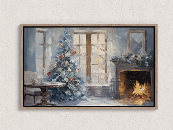 Winter Landscape Oil Painting Cozy Snowy Forest Wall Art Decor For Living Room Seasonal Artwork