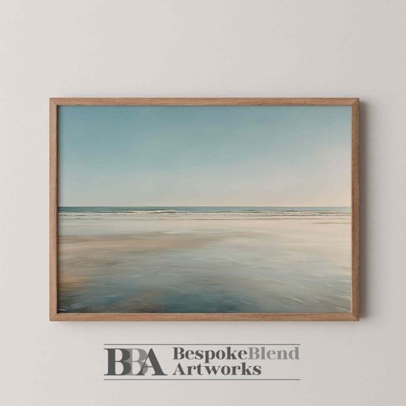 Serene Neutral Beach Horizon Shoreline Calm Coastal Style Poster