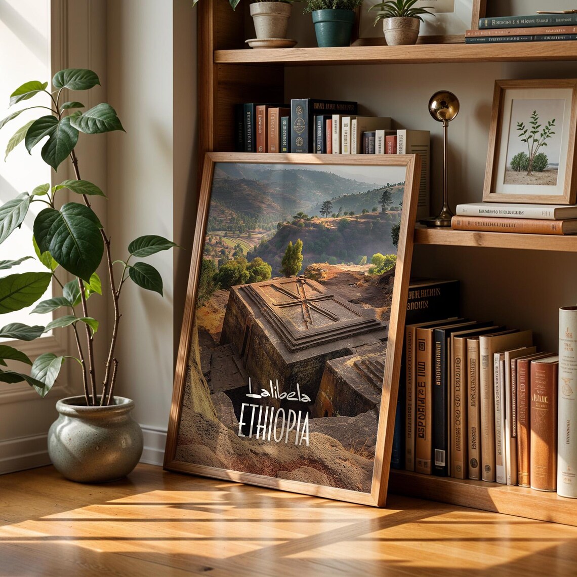 Lalibela Ethiopia Rock Hewn Churches Mountain Landscape Travel Poster