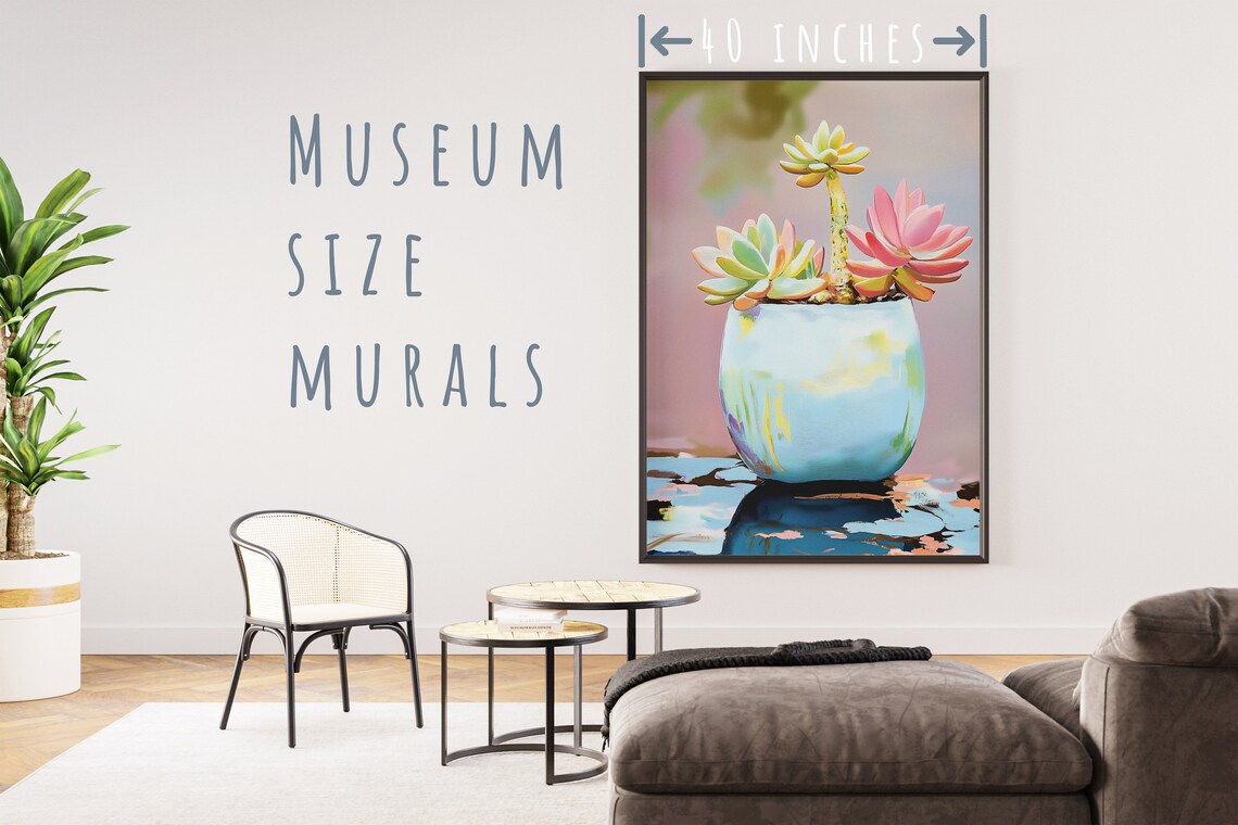 Pastel Succulent Arrangement Light Blue Pot Colorful Botanical Print - Image 5