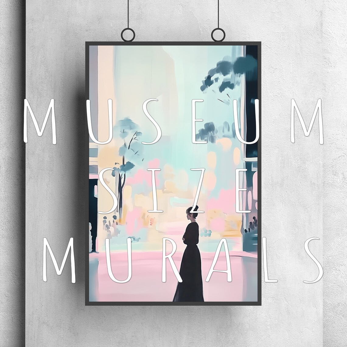 Impressionist Woman on Pastel Pink Alley City Street Art Poster - Image 3