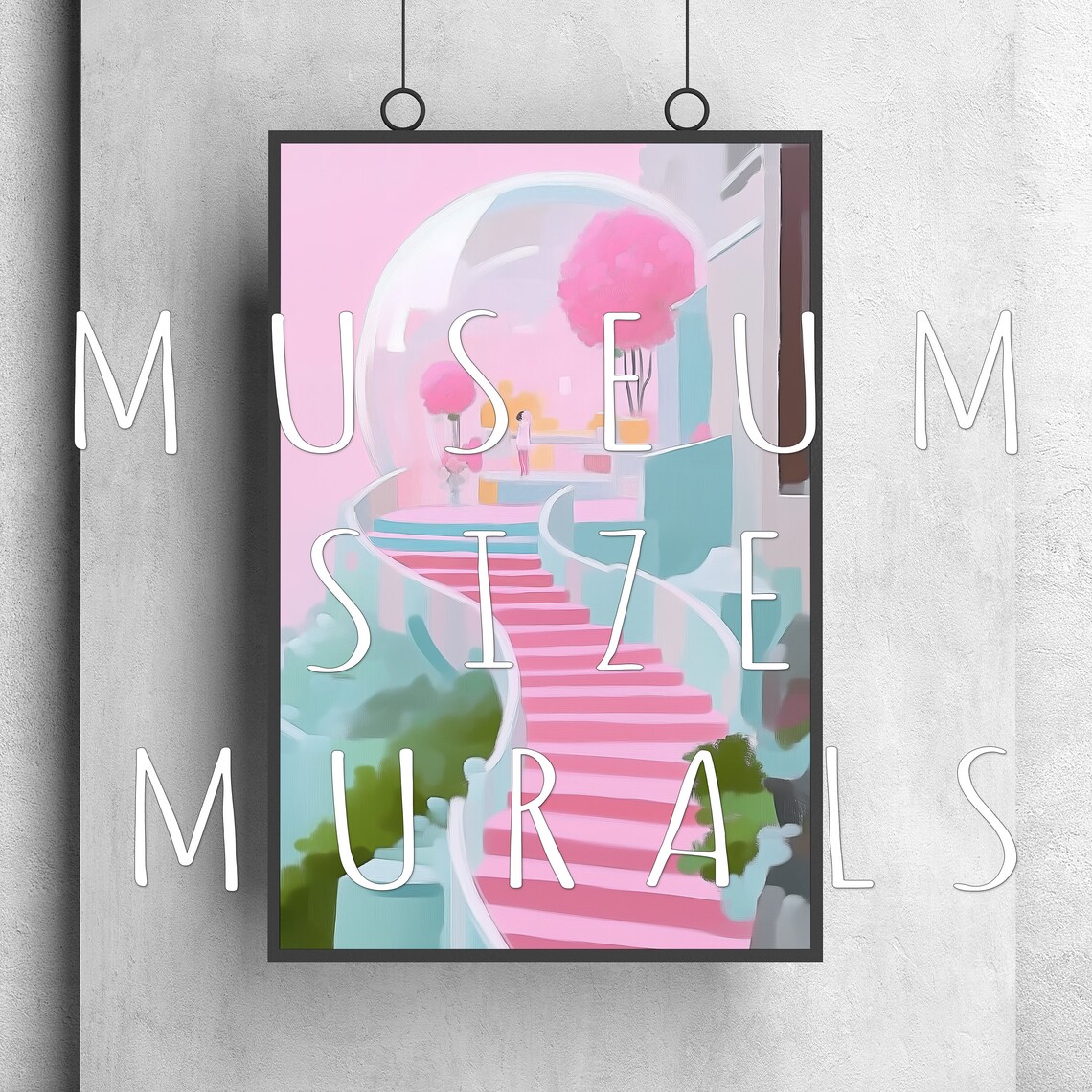 Pink Spiral Staircase to Glass Dome Dreamy Fantasy Art Poster - Image 3