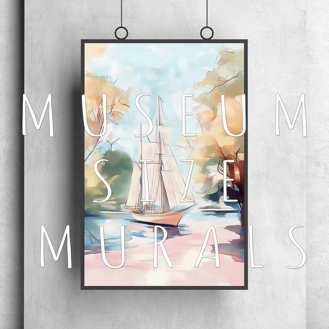 Sailboat Sailing Past Golden Trees Calm River Nautical Poster - Image 3