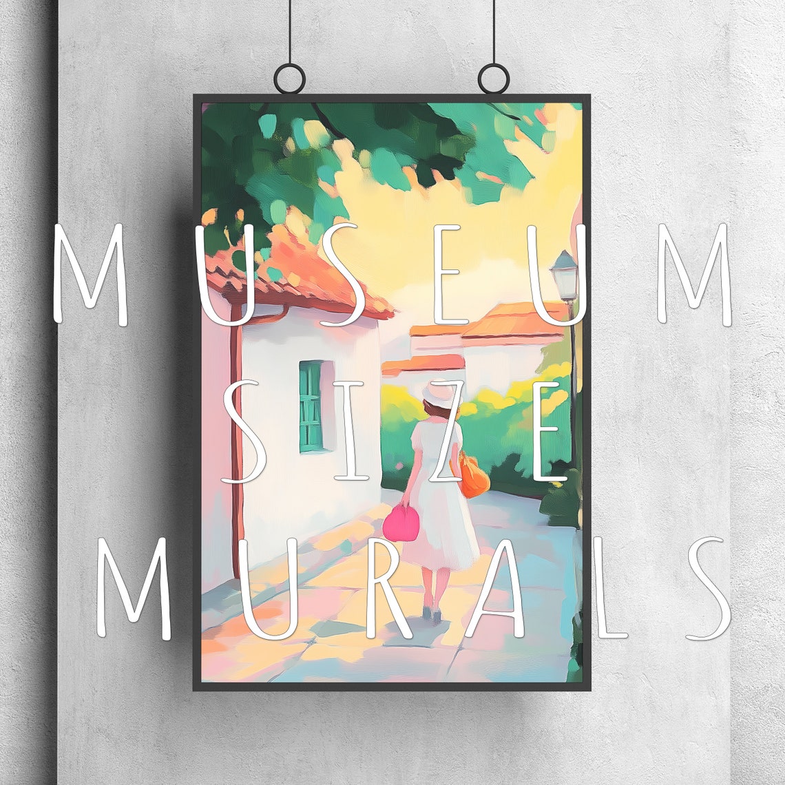 Pastels Countryside Mediterranean Print French Countryside Italian Countryside Tuscany Poster Greece Wall Art France Village Painting - Image 3
