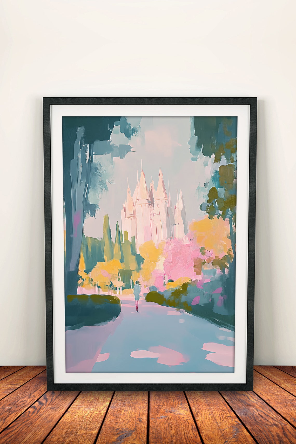 Fairytale Castle Pink Spires Dreamy Pastel Magical Wall Art Print - Image 4