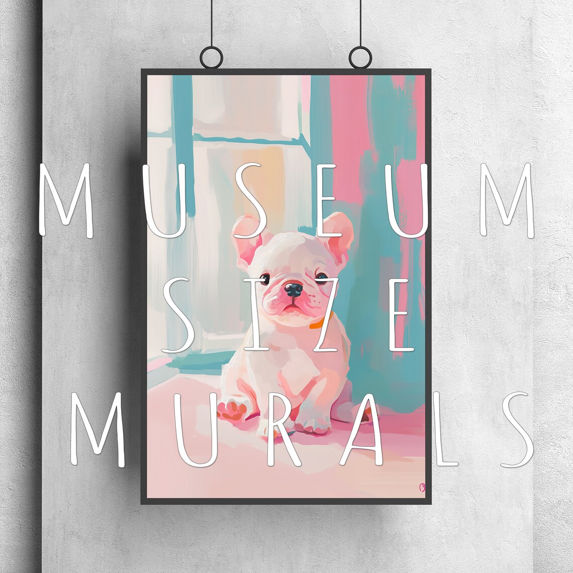 Cute French Bulldog Puppy Sitting by Window Pastel Pet Art Poster - Image 3