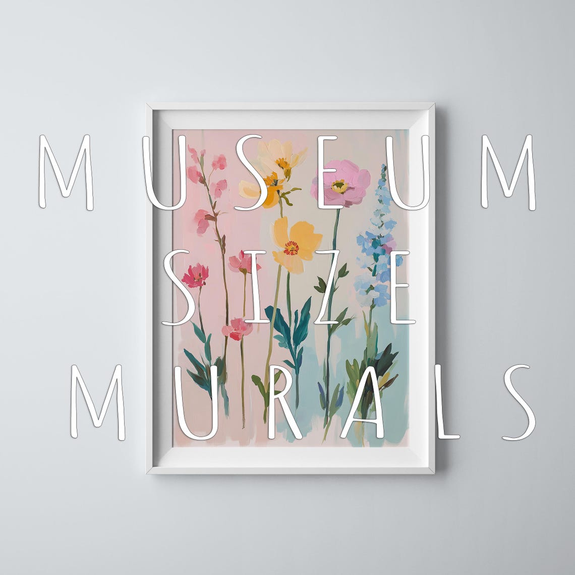 Pastel Wildflowers Pink Yellow Blue Blossoms Spring Floral Art Poster - Image 3