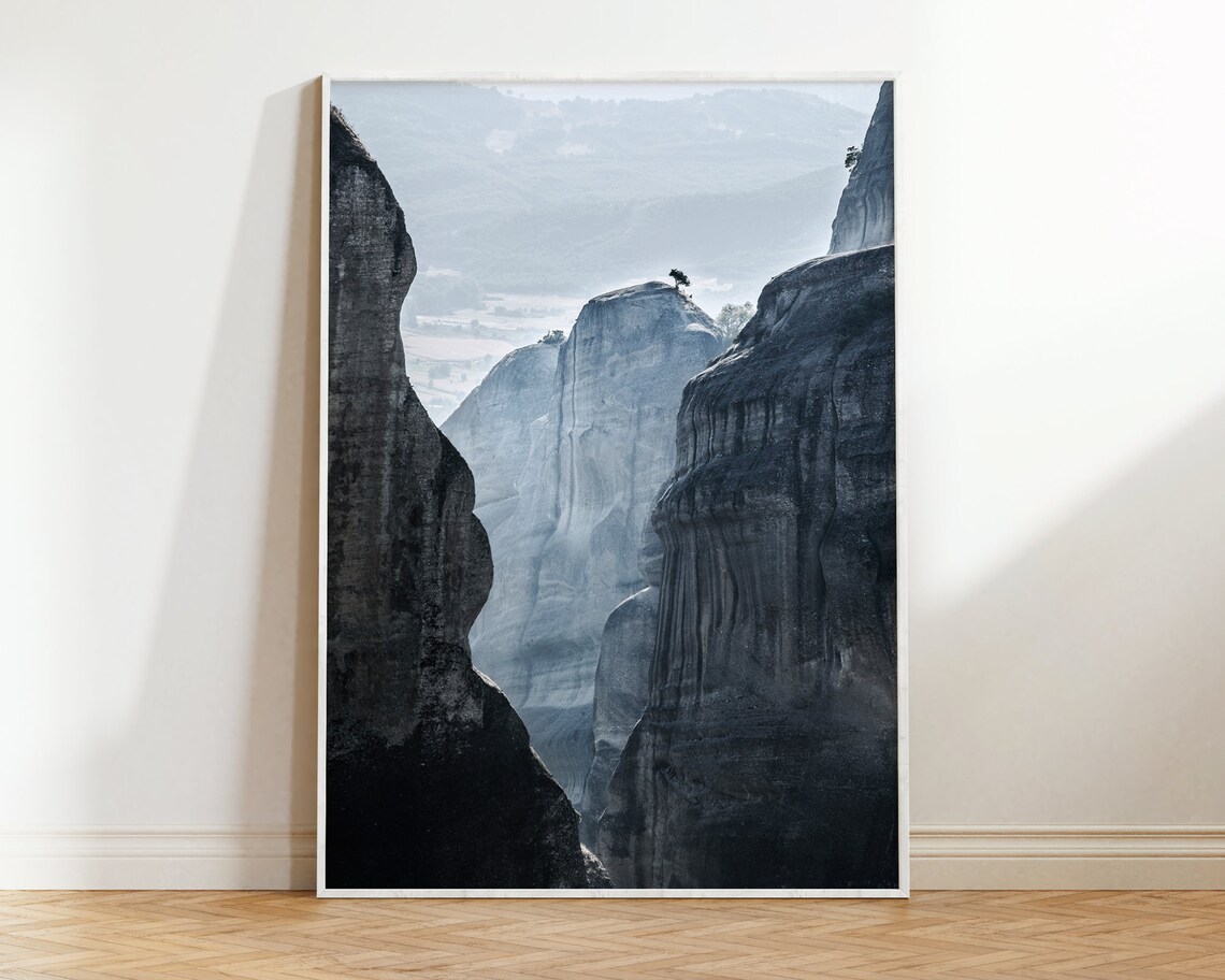 Blue Mountain Landscape Minimalist Nature Art Print