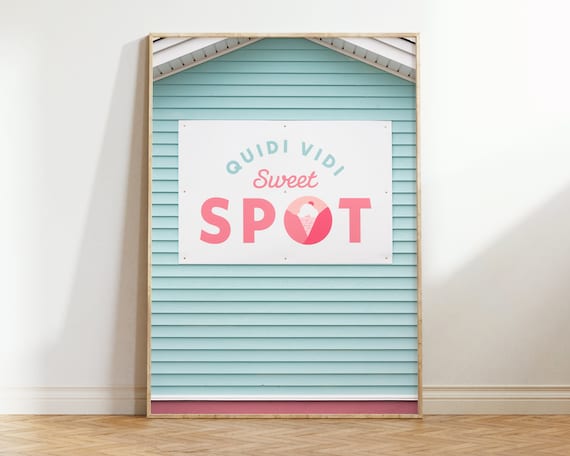 Quidi Vidi Sweet Spot Ice Cream Shop Teal Retro Sign Wall Poster