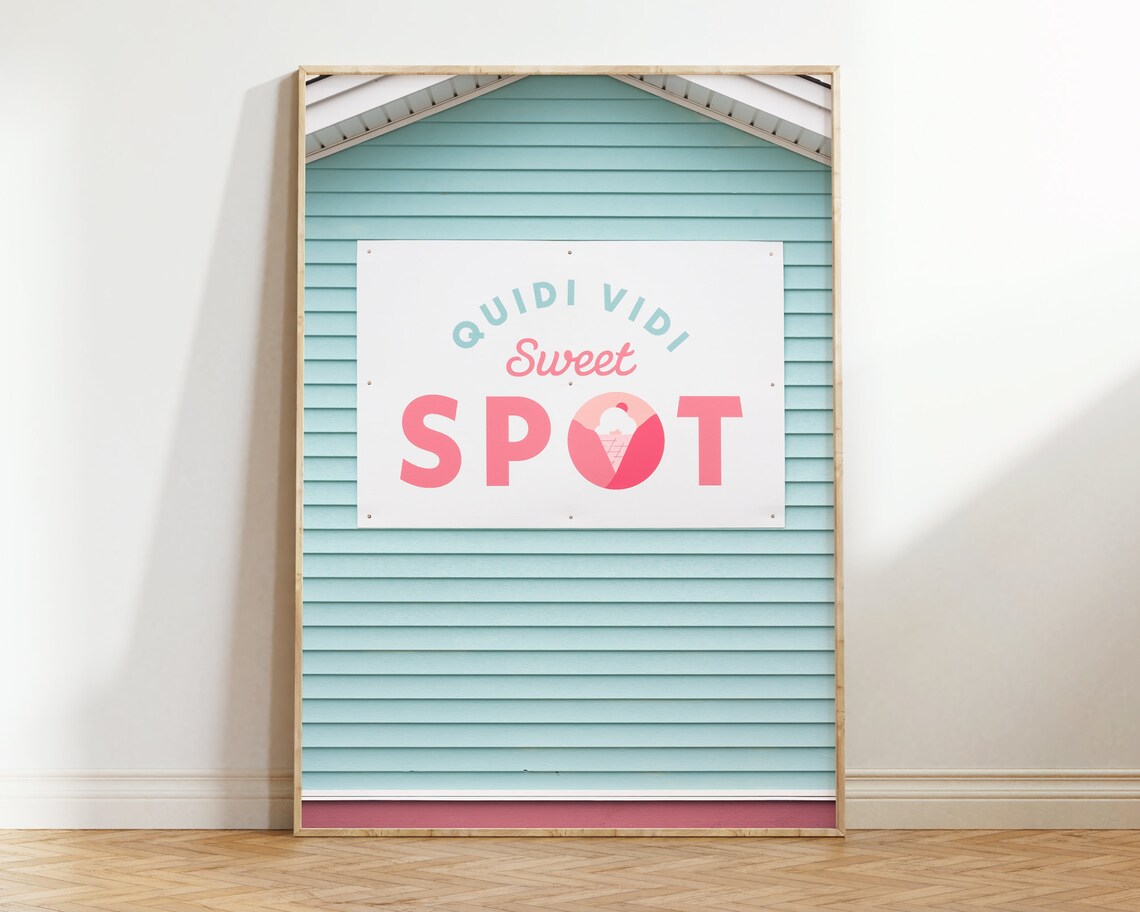 Quidi Vidi Sweet Spot Ice Cream Shop Teal Retro Sign Wall Poster