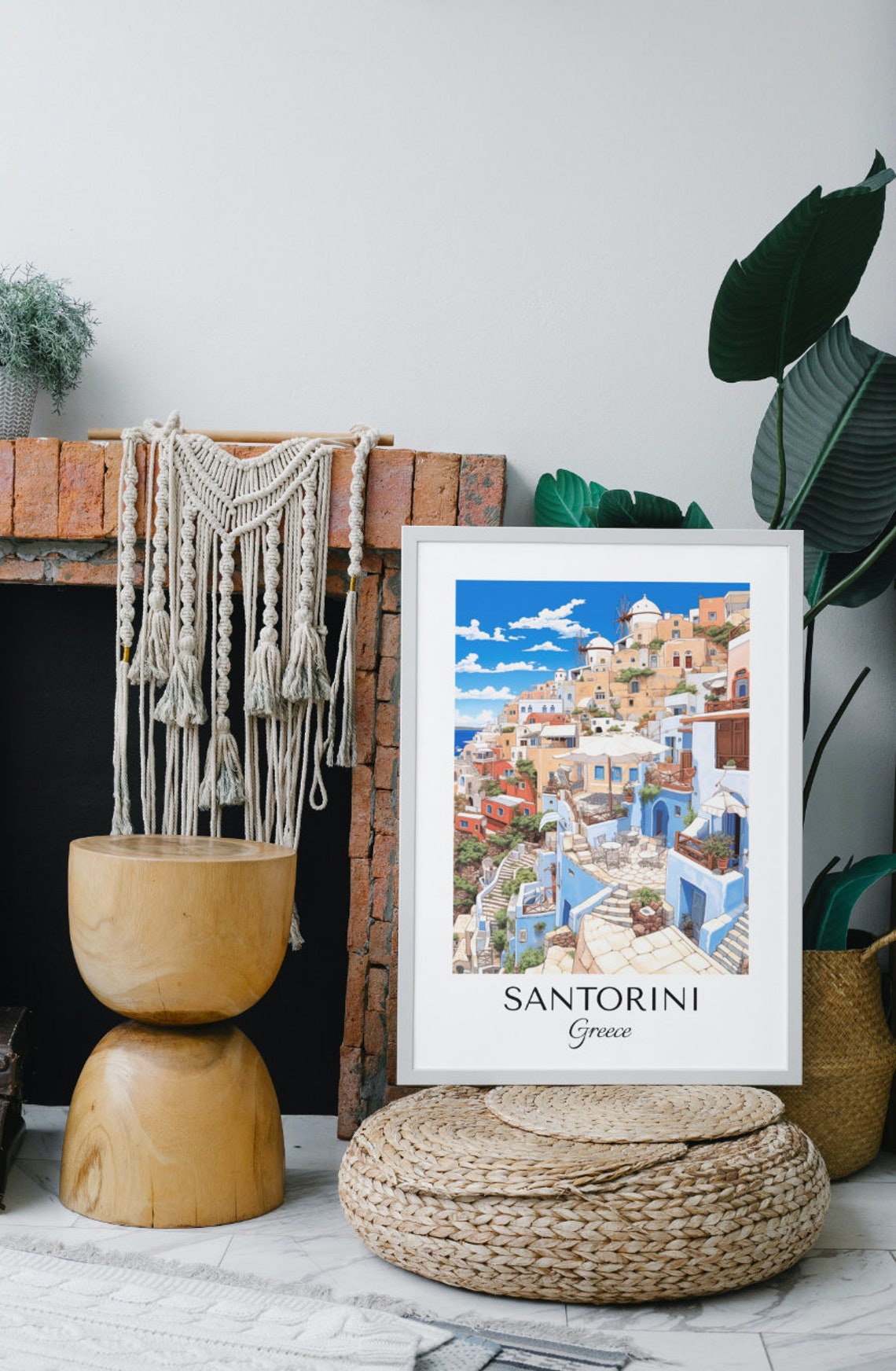 Santorini Greece Blue Domes Whitewashed Cliffside Travel Poster - Image 5