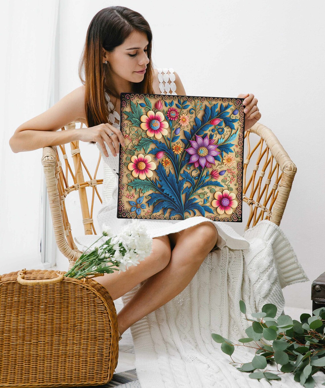 Colorful Floral Wall Art, 3D Effect Flower Poster - Image 3