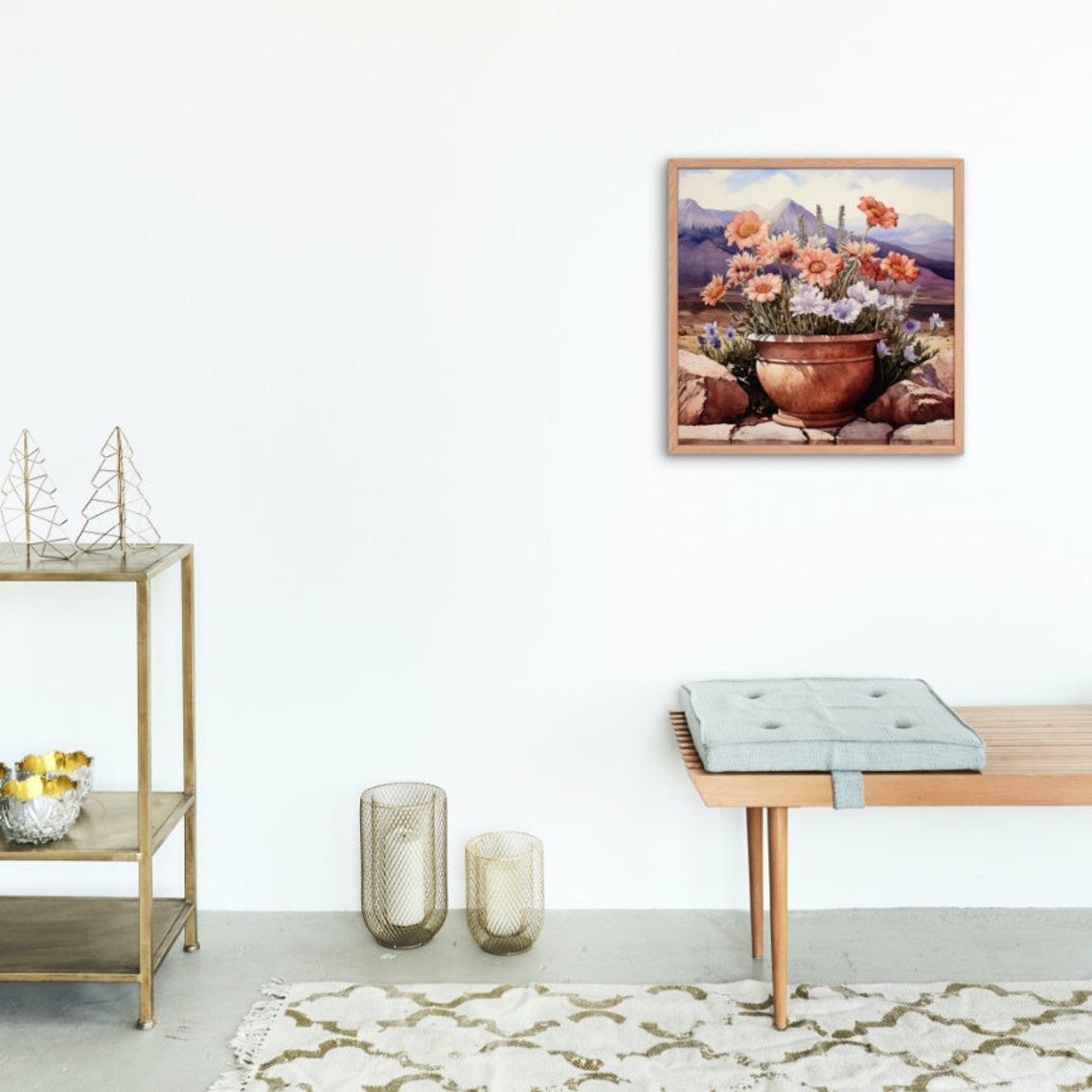 Terracotta Pot Wildflowers Mountain Meadow Watercolor Bloom Art Poster - Image 4