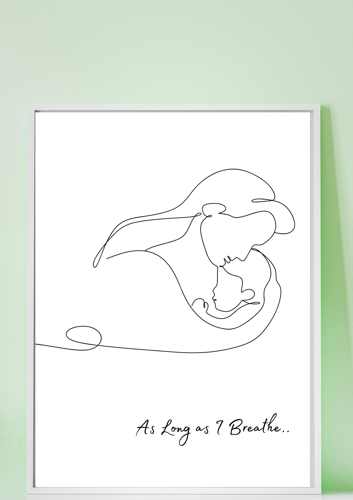 Mother Holding Child Single Line Art Motherhood Bond Wall Poster - Image 3