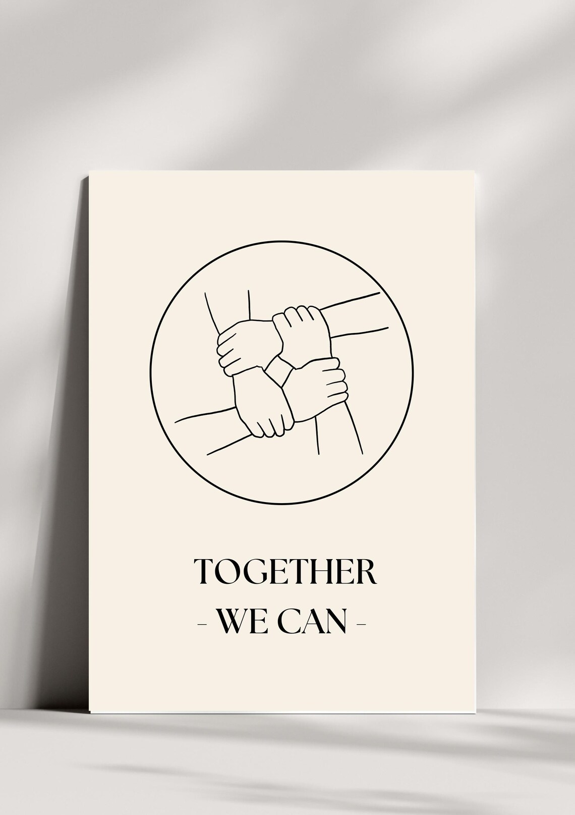Together We Can United Hands Teamwork Line Art Motivational Poster - Image 3