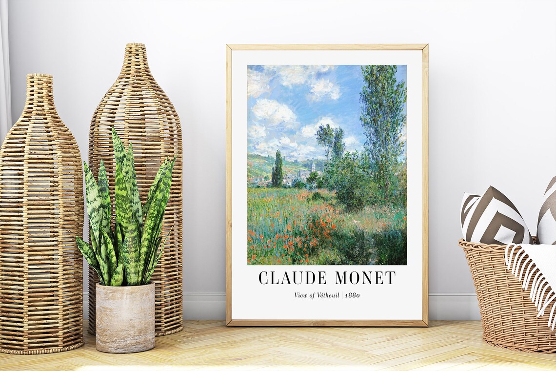 Claude Monet View of Vetheuil 1880 Poppy Field Landscape Poster - Image 4