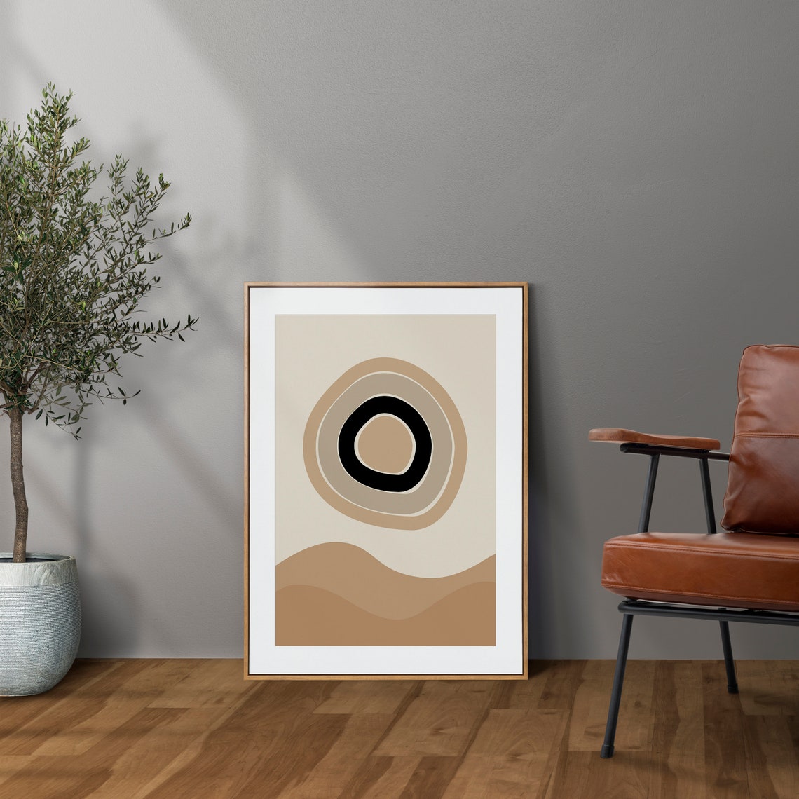 Concentric Circles Organic Rings Neutral Abstract Earth Poster - Image 5