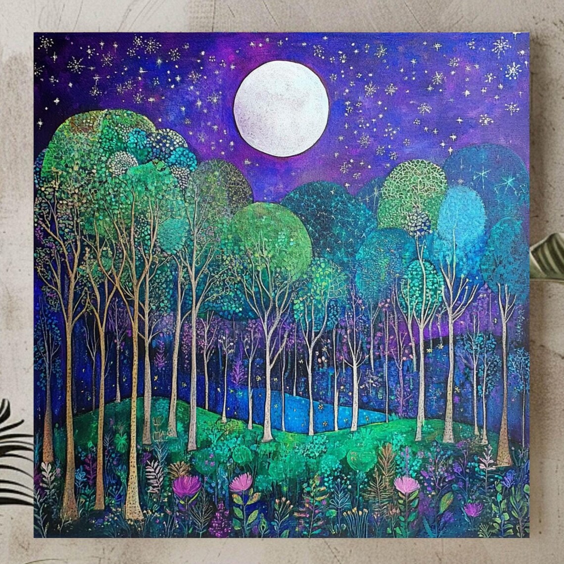 Mystical Nature Boho Art Print, Forest Trees