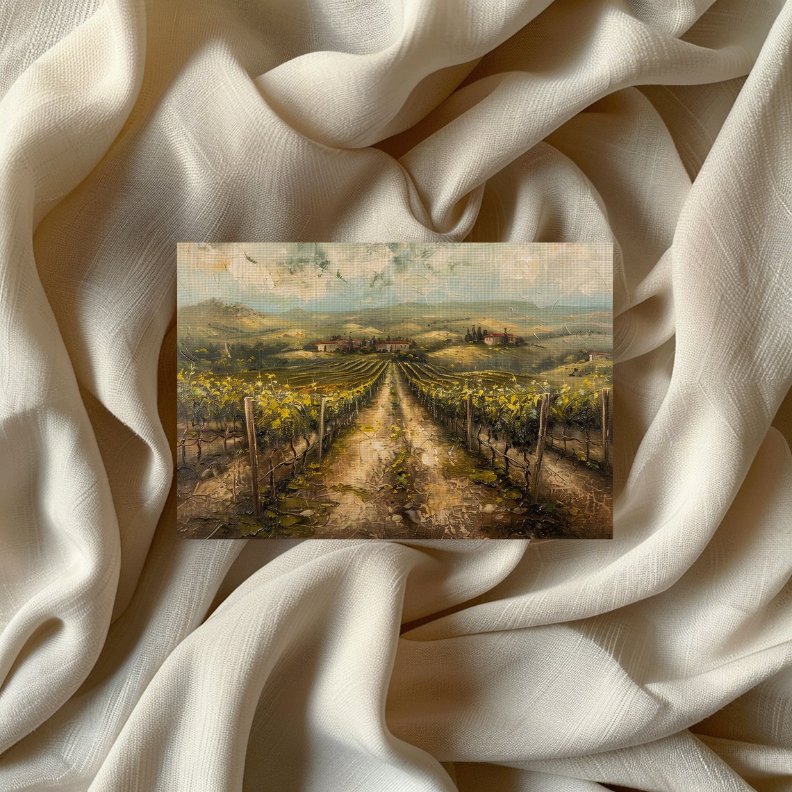 Vineyard Painting Print Tuscany Wall Art Italy Oil Painting Italian Vineyard Art European Vineyard Cottagecore Vineyard Wall Art - Image 2