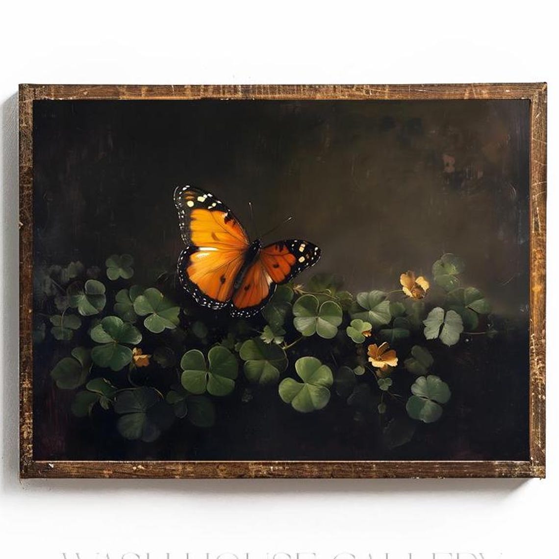 Dark Spring Wall Art For St Patricks Day Decor Saint Patricks Day Wall Art Dark Academia Decor For Spring Lucky Clover Dark Butterfly Print