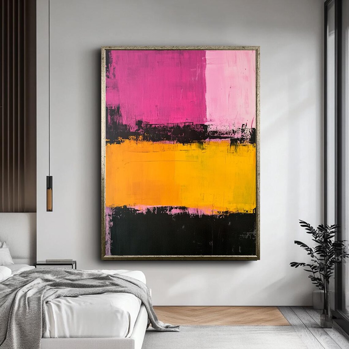Mark Rothko Style Pink Yellow Black Bold Color Blocks Abstract Poster - Image 4