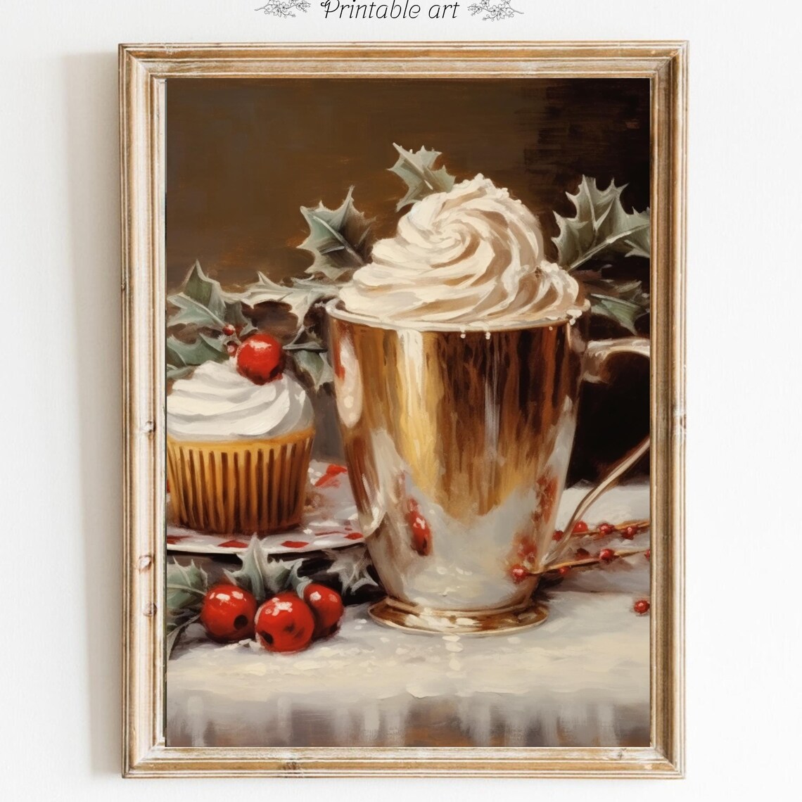 Christmas Hot Chocolate With Whipped Cream And Cupcake Poster