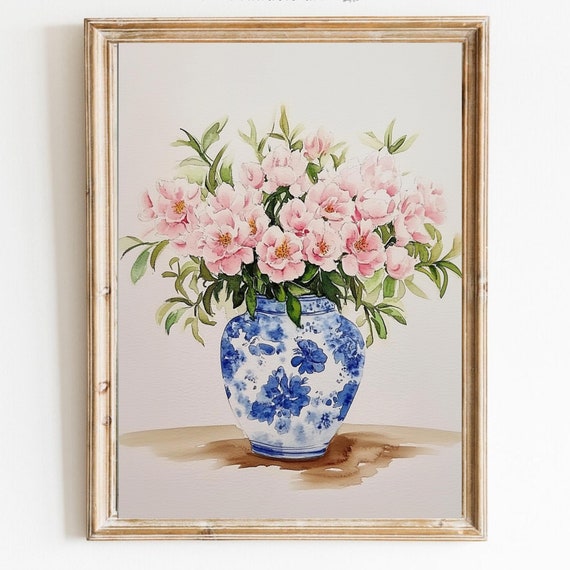 Watercolor Flower Bouquet Botanical Minimalist Bohemian Print