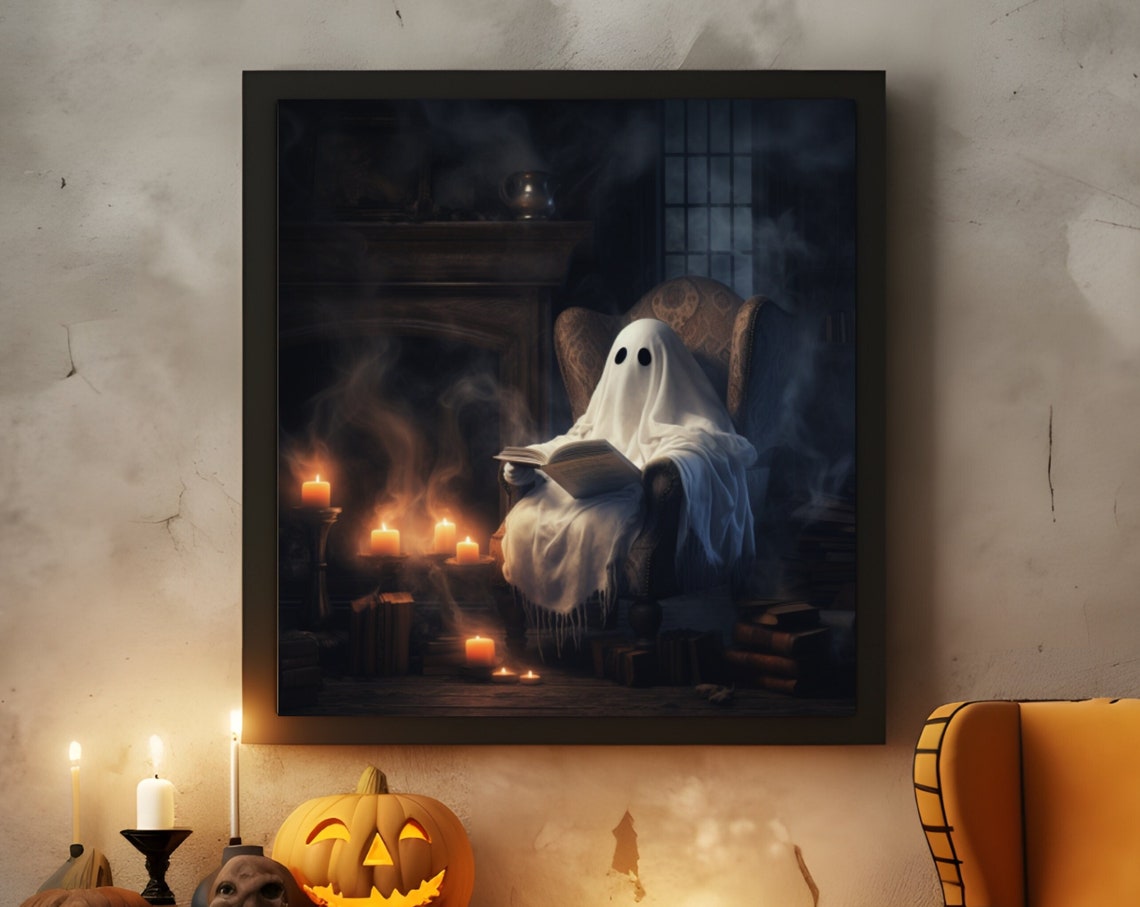 Halloween Ghost Wall Art Muted Spooky Cute Ghost Art Witchy Halloween Decor Vintage Ghost Artneutral Halloween - Image 6