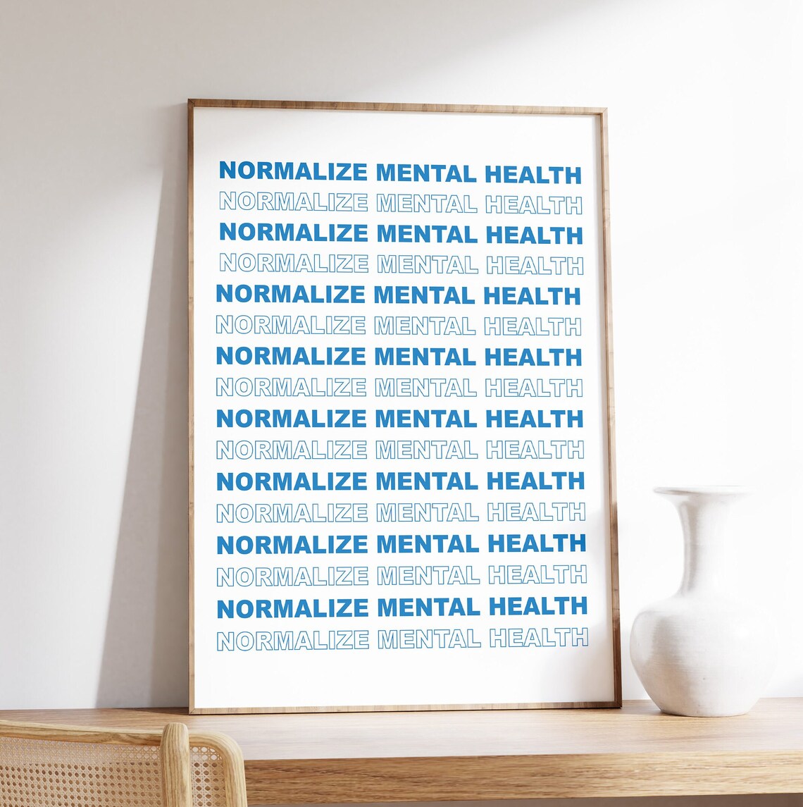 Normalize Mental Health Blue Advocacy Awareness Typography Poster