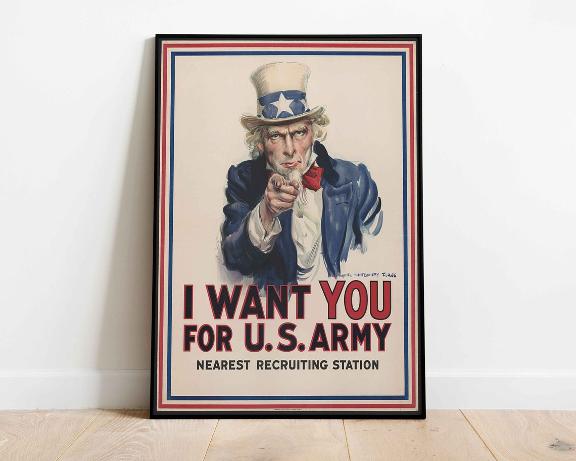 Uncle Sam I Want You US Army Vintage Military Recruiting Poster