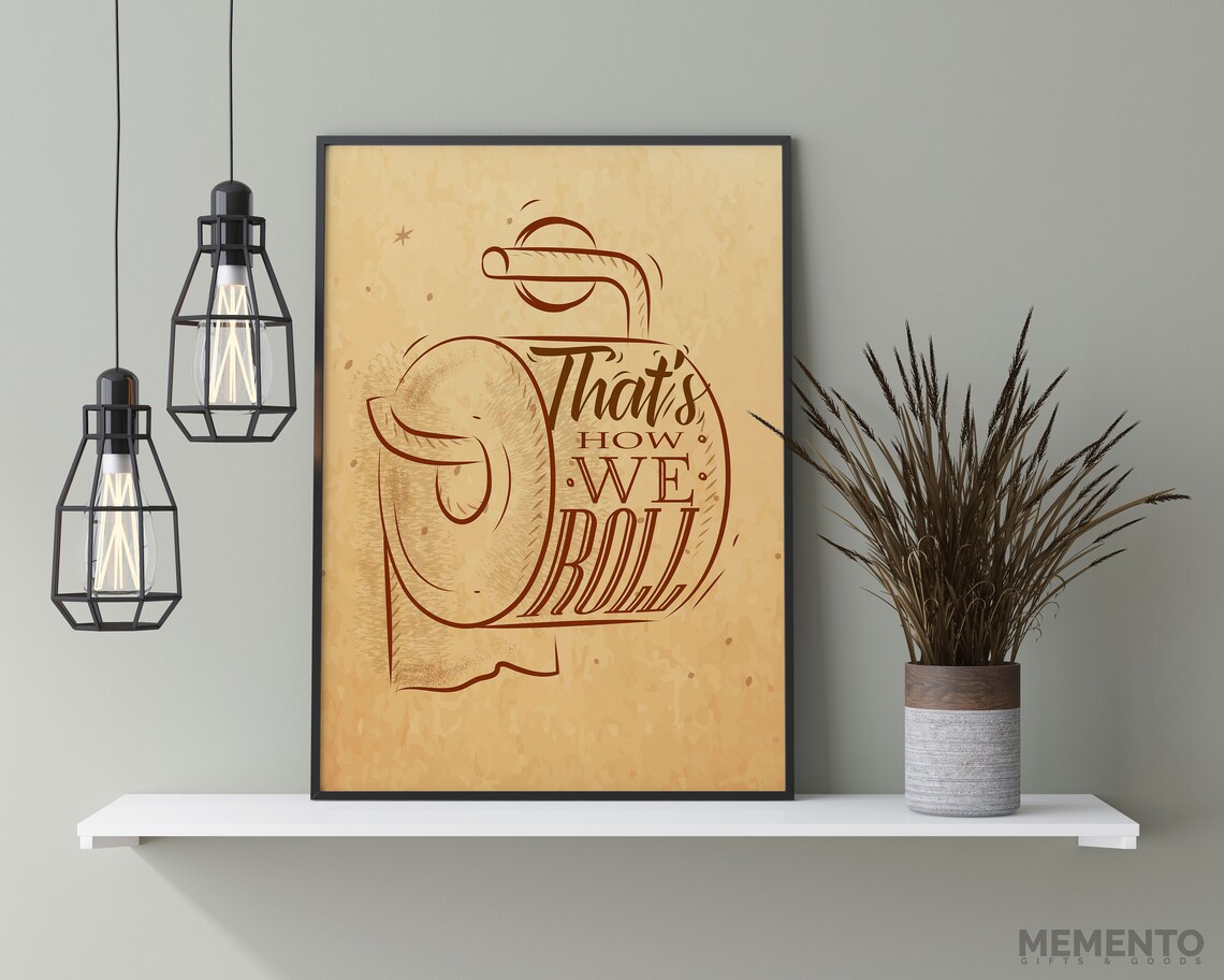 Thats How We Roll Funny Toilet Paper Sketch Bathroom Humor Wall Art - Image 2