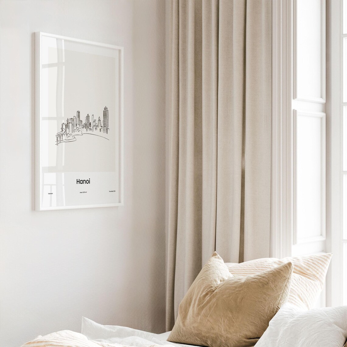 Hanoi Vietnam Capital Skyline One Line Minimalist Drawing Poster - Image 4