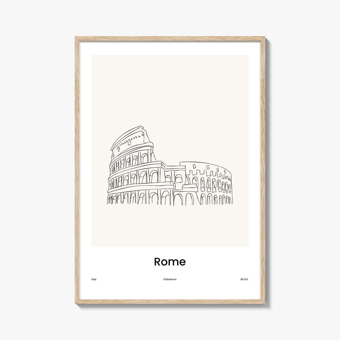 Rome Italy Colosseum Minimalist Line Drawing Landmark Poster
